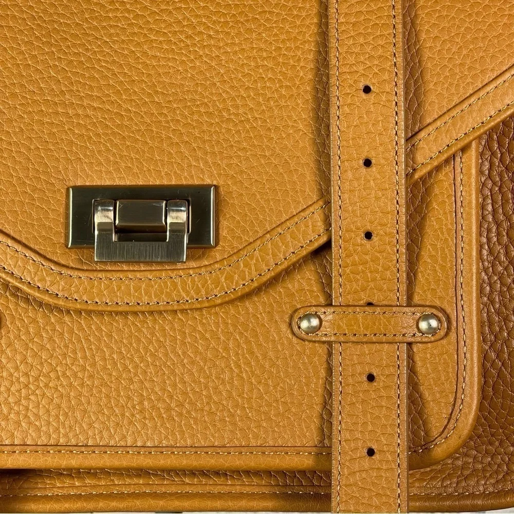 GiGi New York Hayden Saddle Satchel Pebbled Leather Crossbody Bag Brown